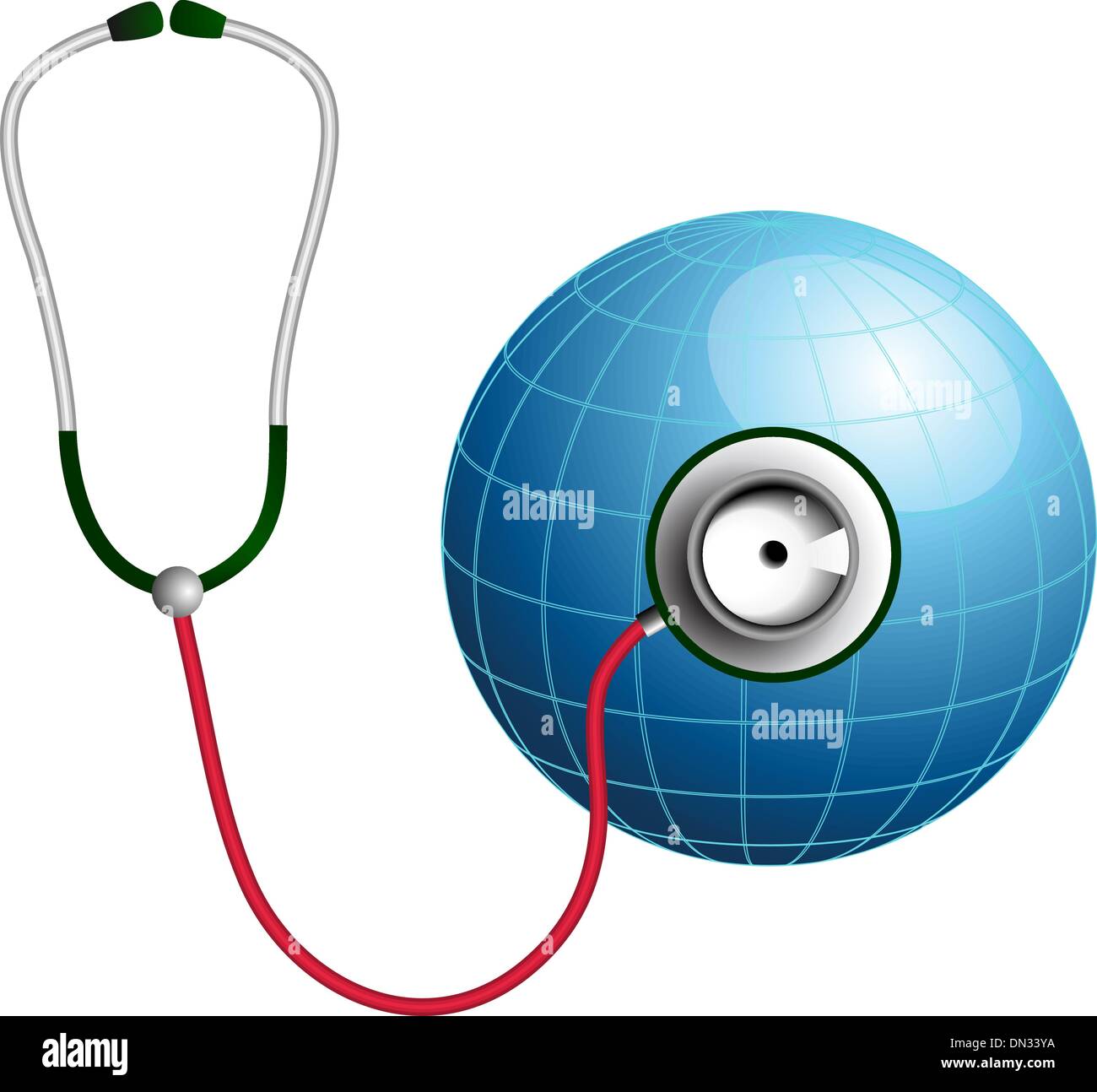 Uno stetoscopio con blue globe Illustrazione Vettoriale