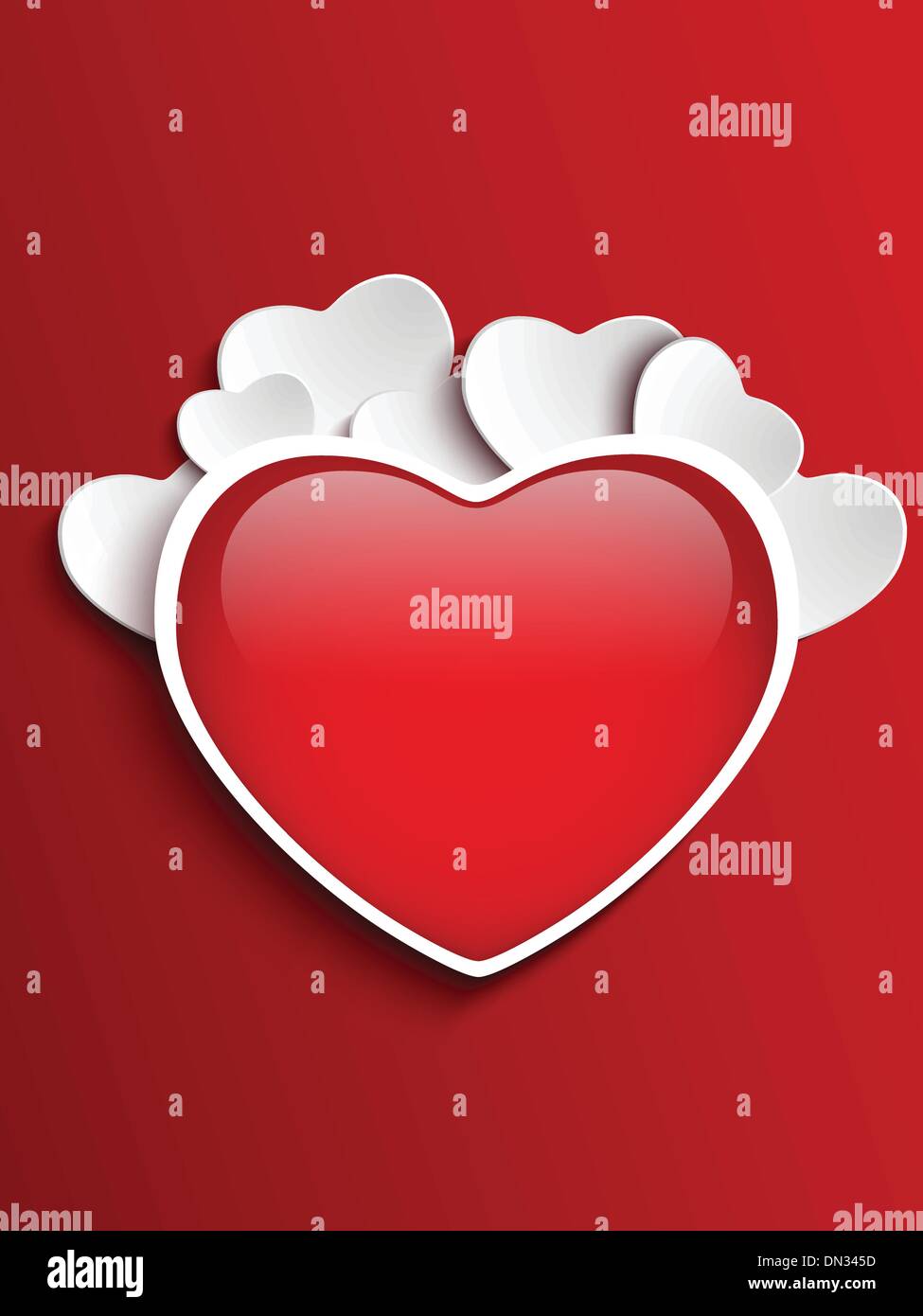 Il giorno di San Valentino cuore su sfondo rosso Illustrazione Vettoriale