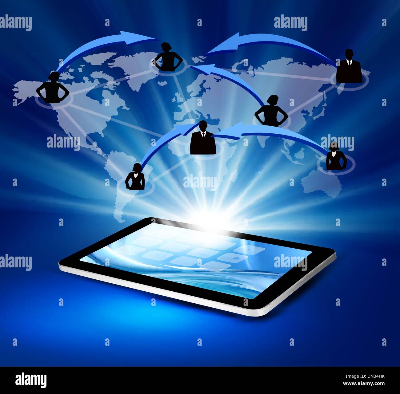 Una moderna tecnologia di comunicazione illustrazione con la compressa.vettore Illustrazione Vettoriale