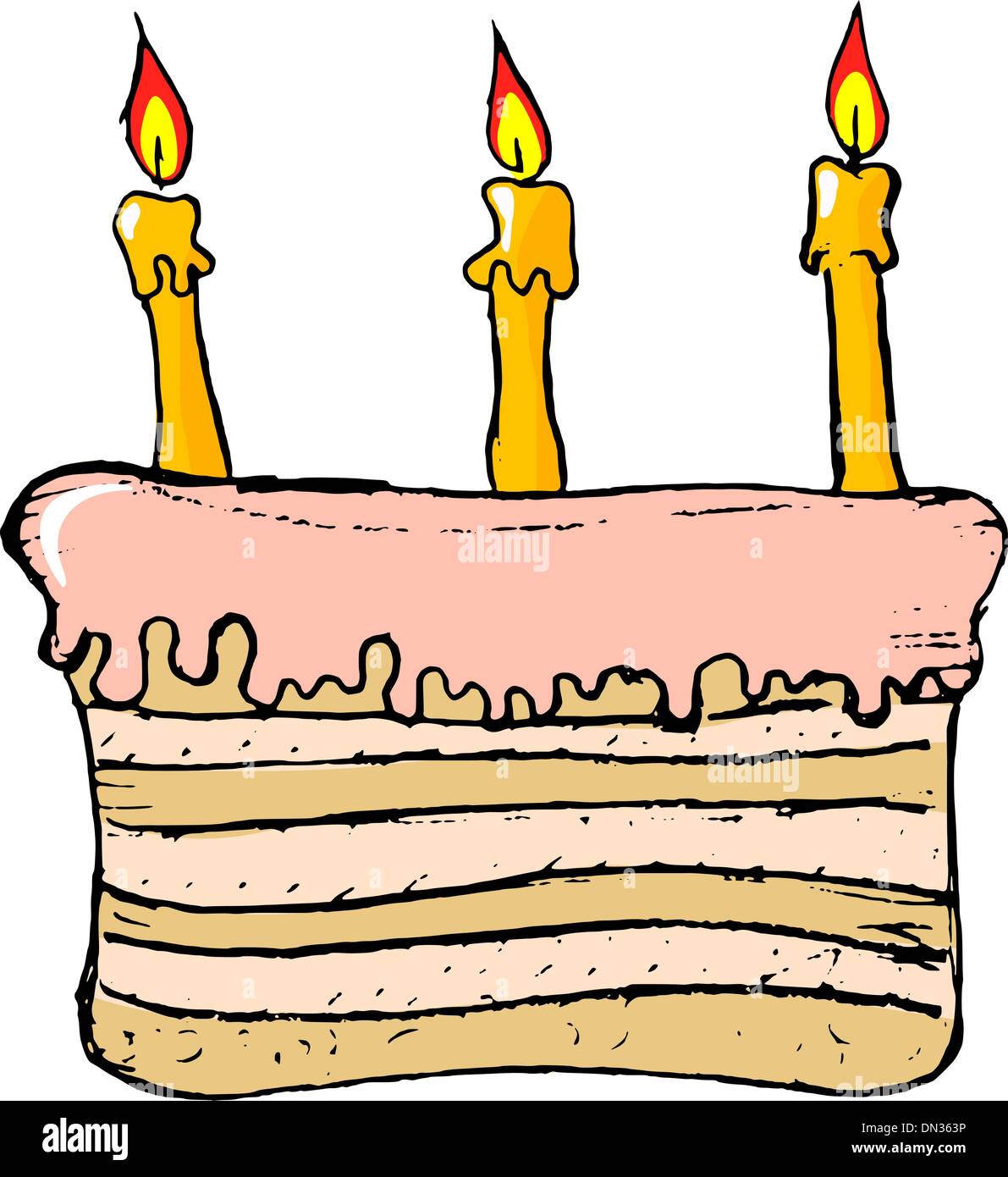 Torta di compleanno e immagine vettoriale Illustrazione Vettoriale