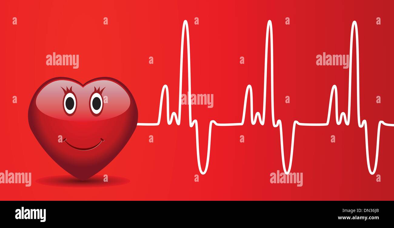 Cuore del vettore e heartbeat Illustrazione Vettoriale