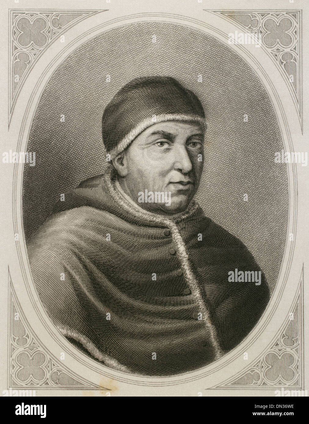 Leone X (1475-1521). Papa italiano di nome Giovanni de' Medici. Incisione di L. Roca nella rivoluzione religiosa, 1880. Foto Stock