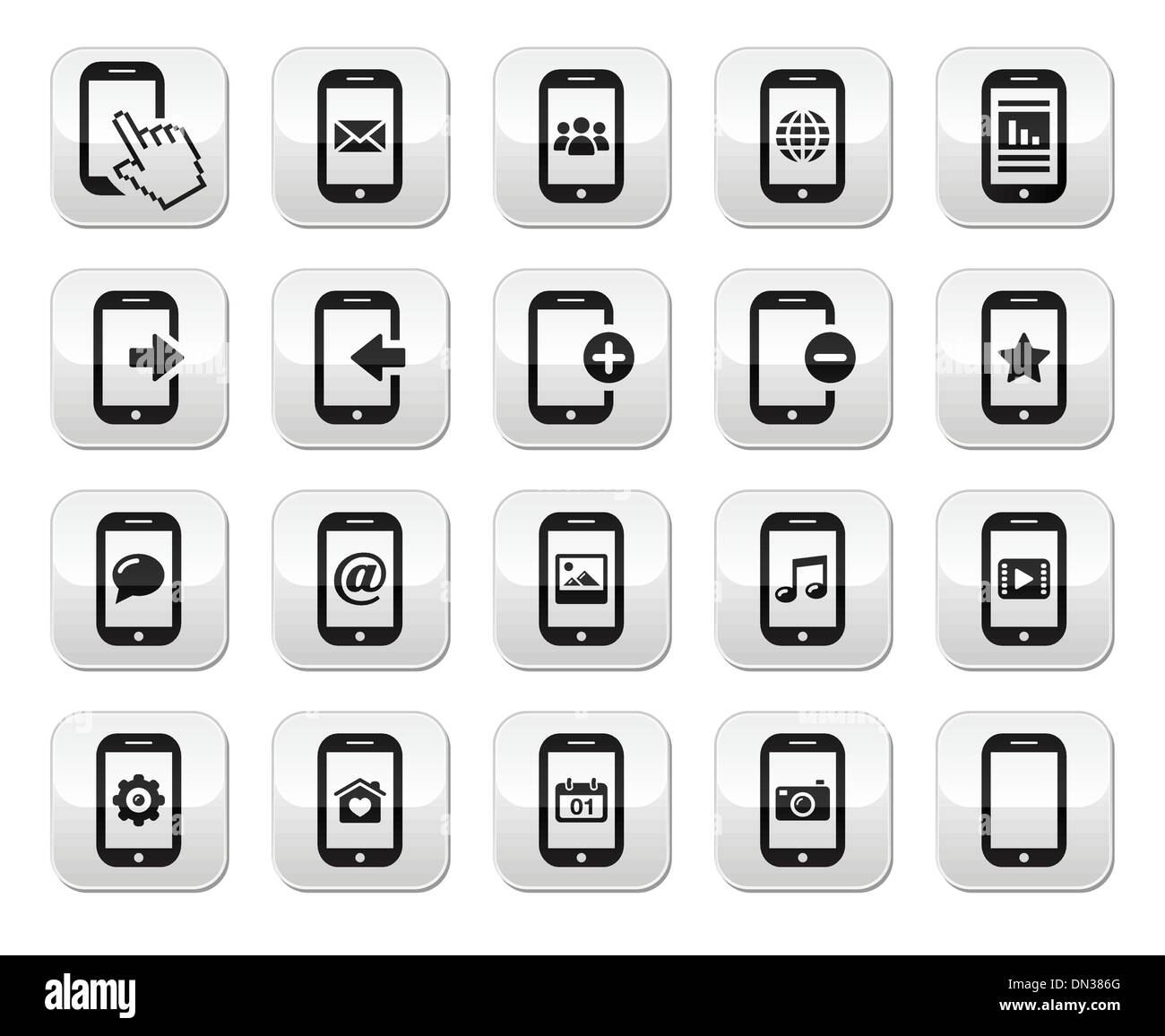 Smartphone / mobile o cellulare i pulsanti impostati Illustrazione Vettoriale