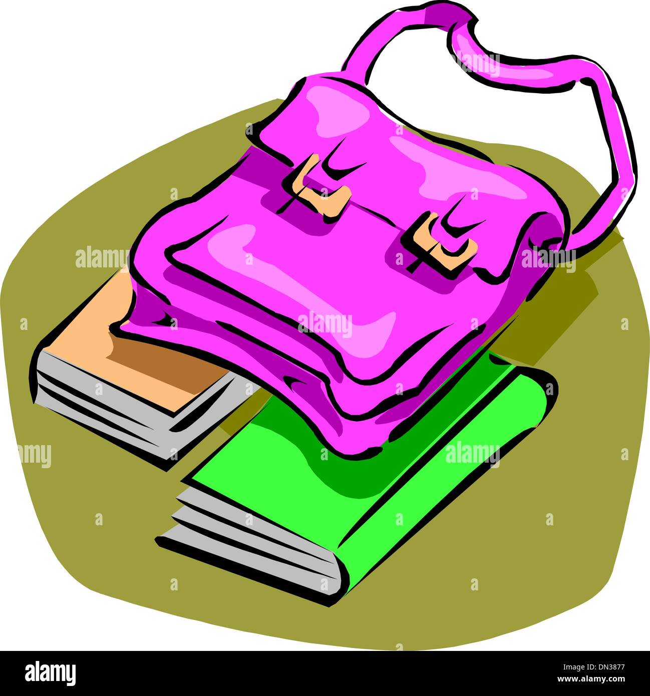 Zaino e pila di libri Illustrazione Vettoriale