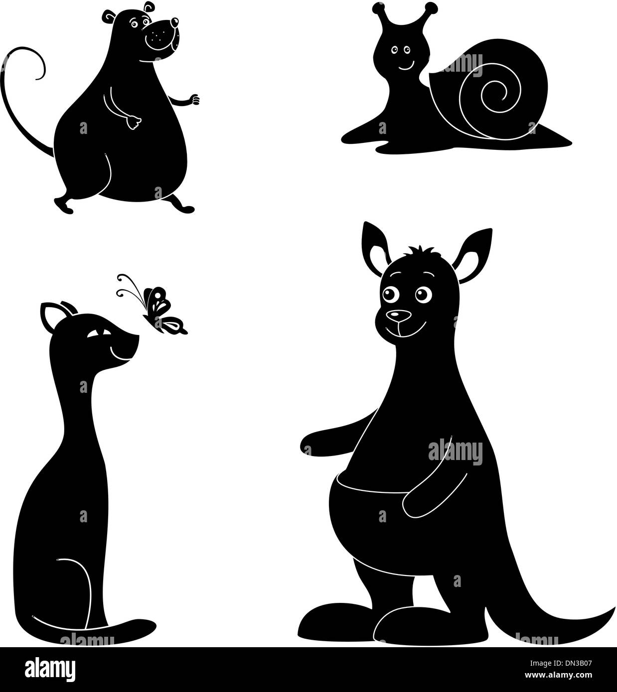 Animali Cartoon, silhouette Illustrazione Vettoriale