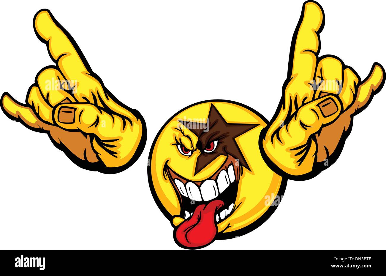 Rock Star Cartoon Face Emoticon Illustrazione Vettoriale