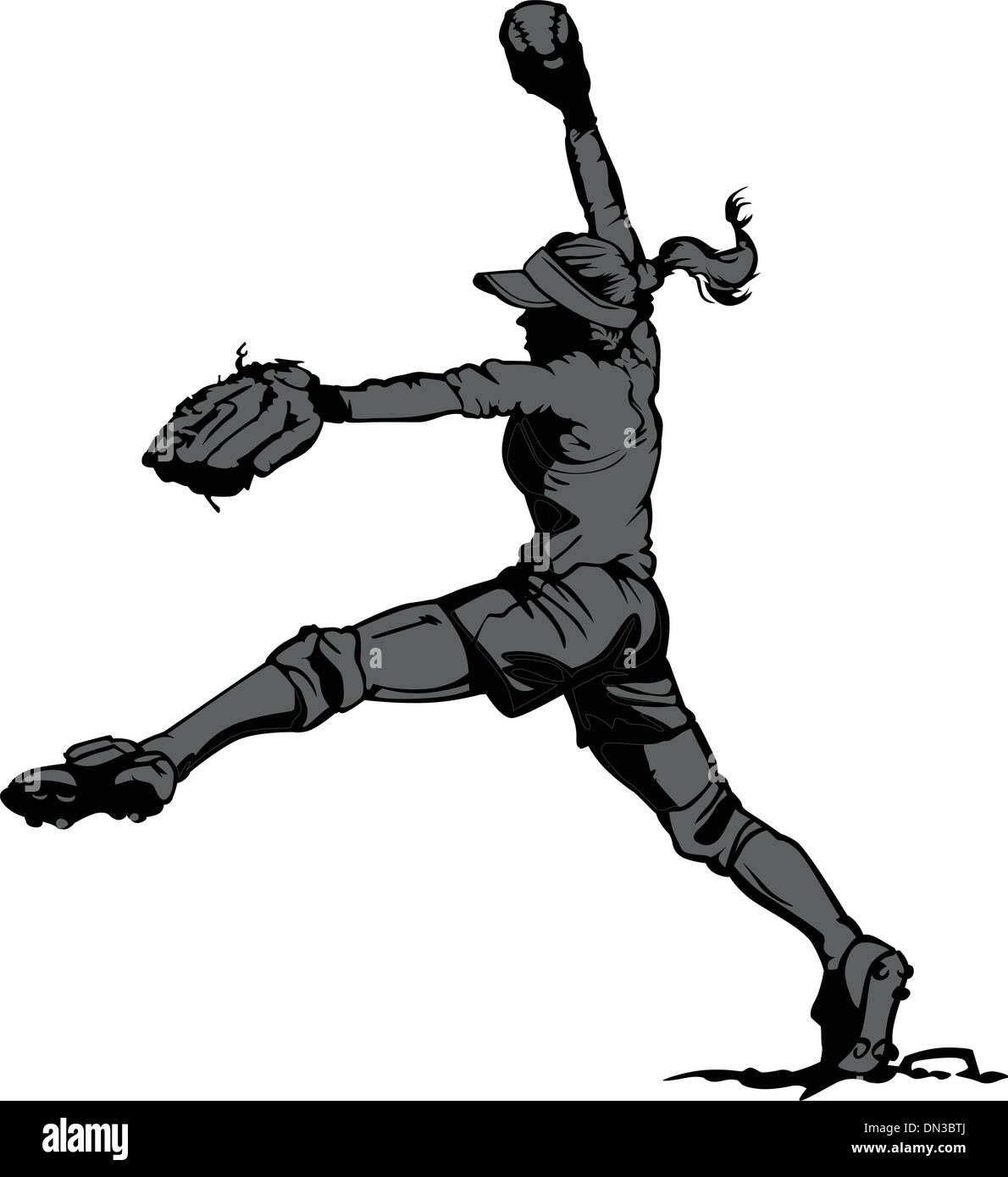 Fast Pitch Softball Pitcher illustrazione vettoriale Illustrazione Vettoriale