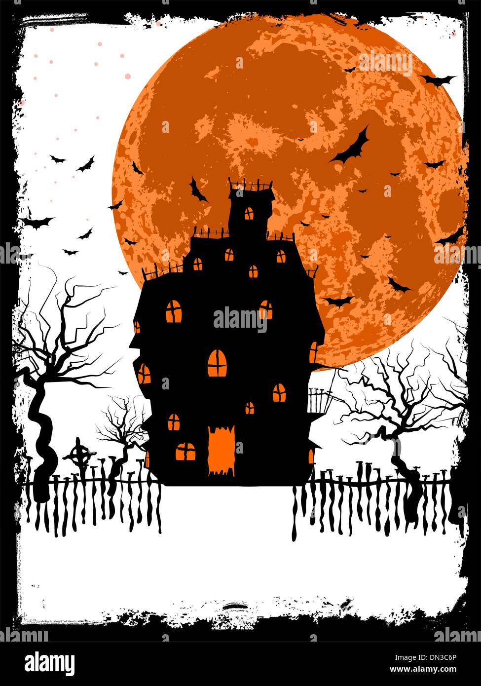 Scary Halloween vettore con magica abbazia. EPS 8 Illustrazione Vettoriale