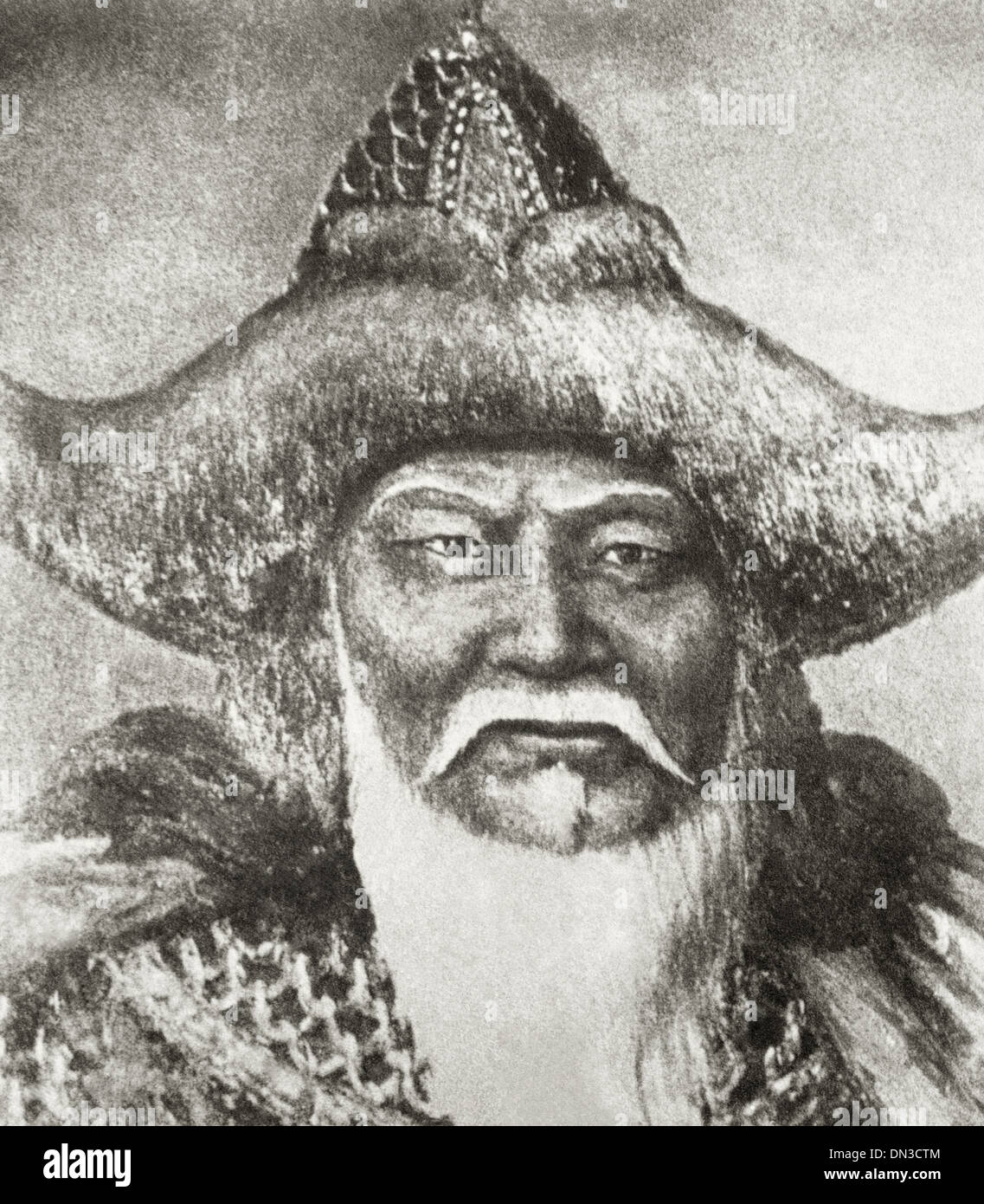 Gengis Khan (1162-1227). L'imperatore di Mogol Impero. Incisione. Foto Stock