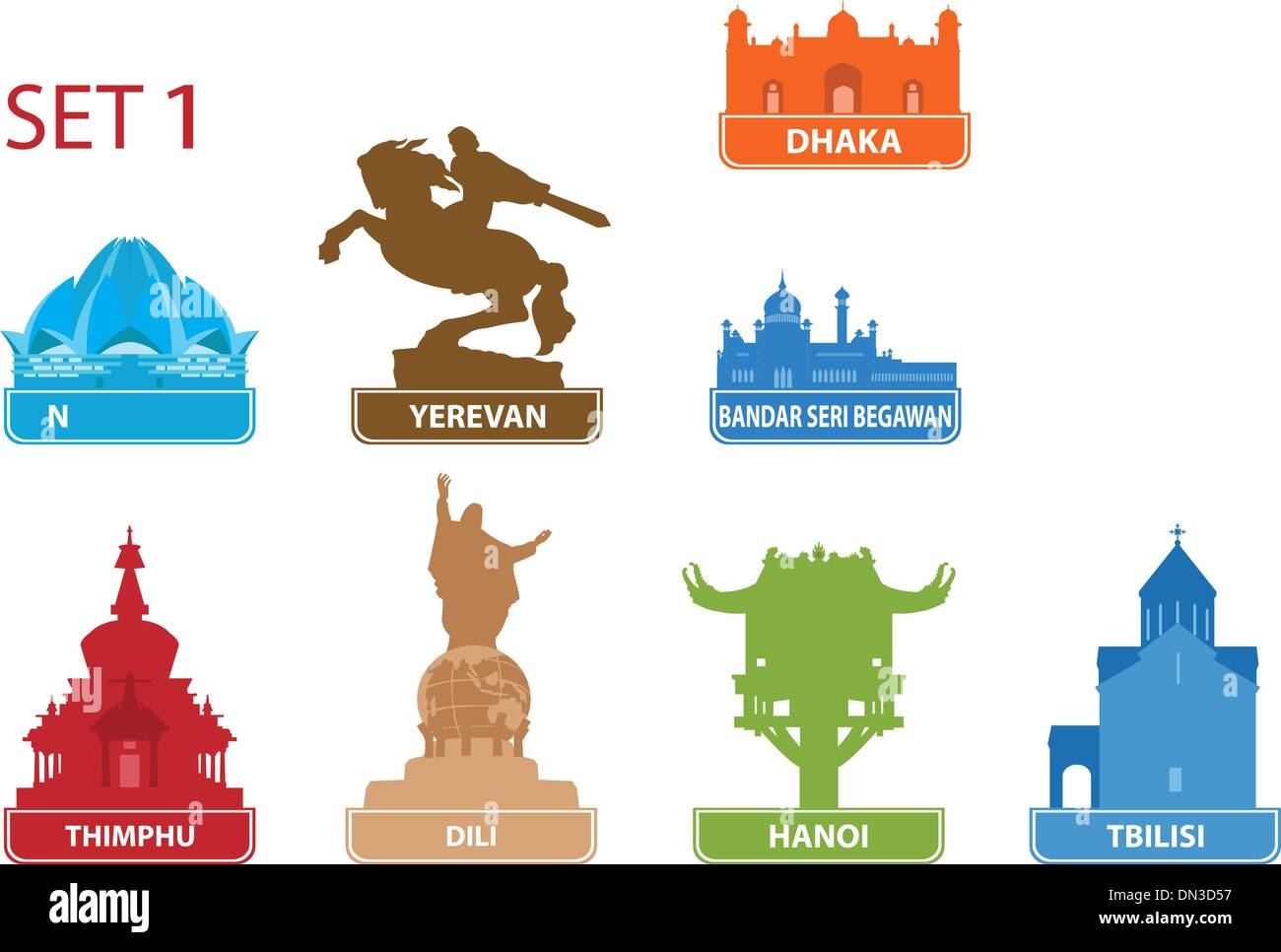 Capitali dell Asia Illustrazione Vettoriale