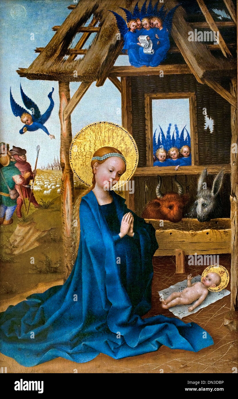 L adorazione del Cristo Bambino dalla vergine (Natività) Stefan LOCHNER (1410-1451) tedesco Germania Foto Stock