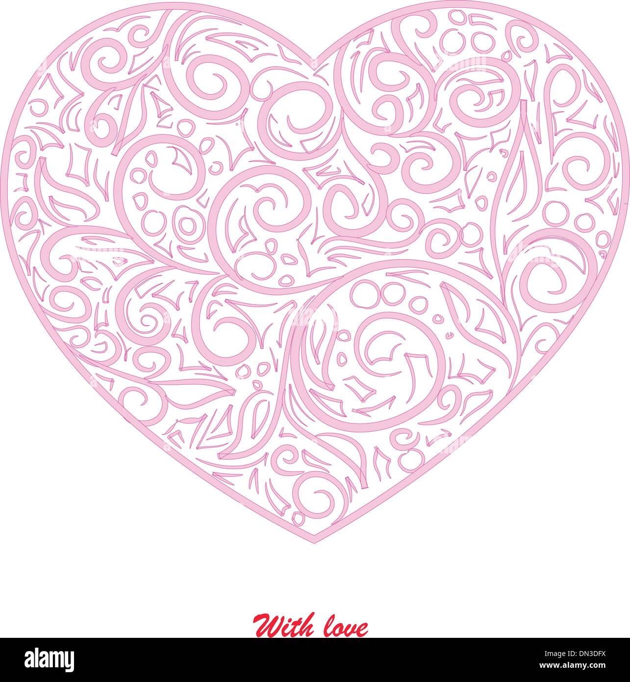 Cuore rosa su sfondo lilla Illustrazione Vettoriale