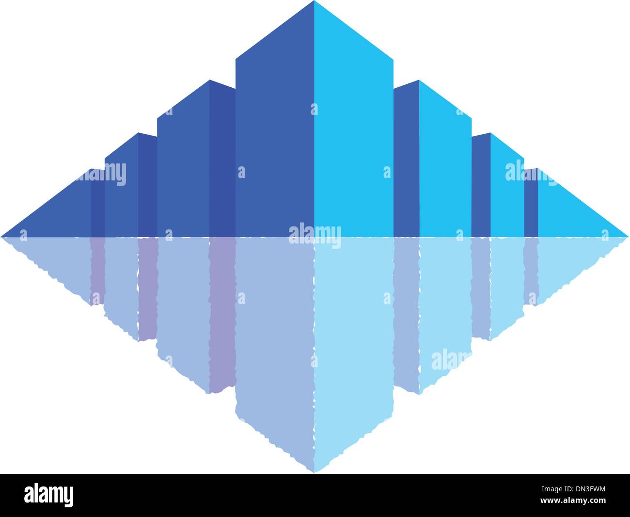 Prospettiva blu con la riflessione. Illustrazione Vettoriale