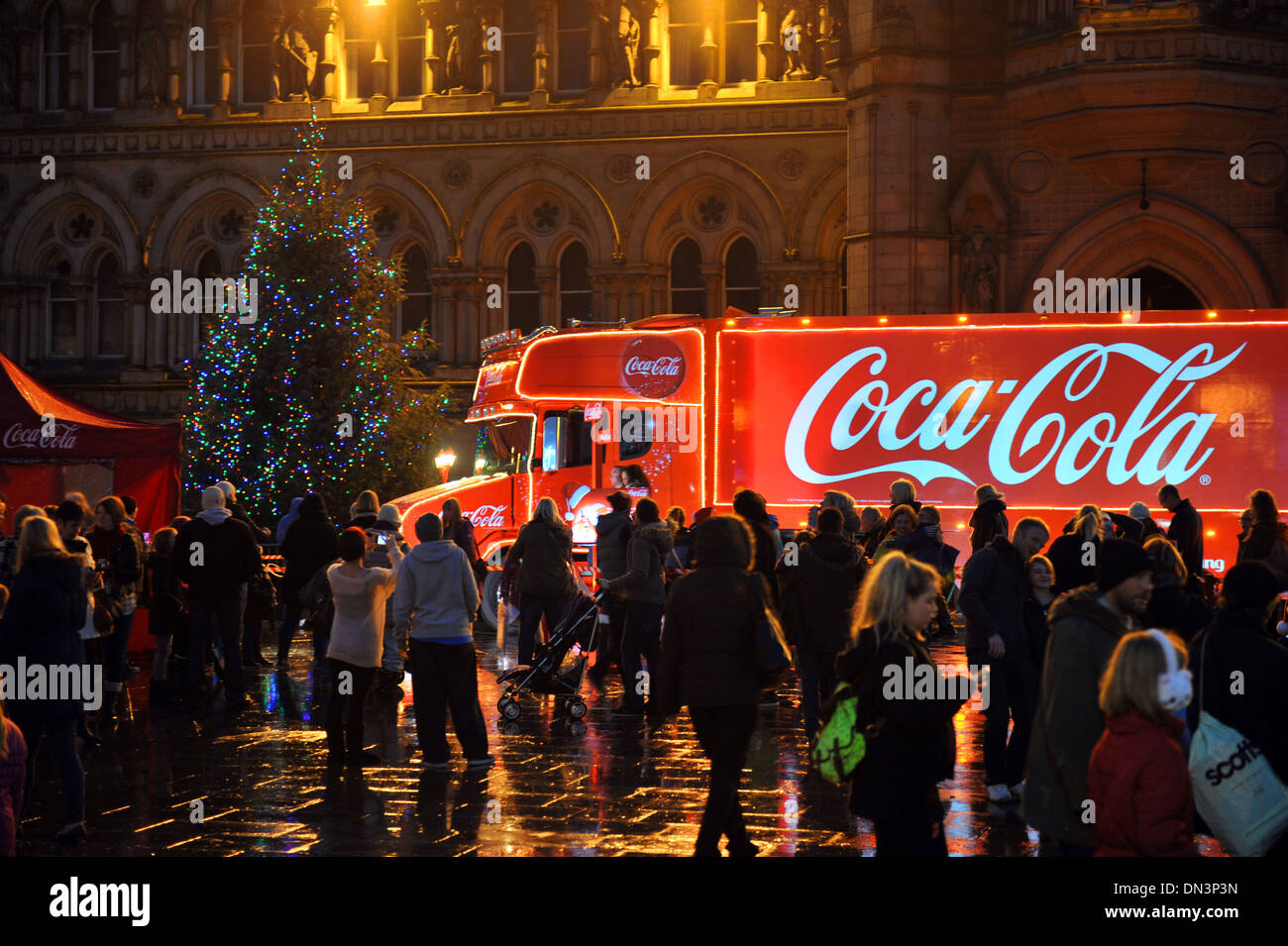 La Coca Cola carrello on tour intorno alla Gran Bretagna, in Bradford West Yorkshire Foto Stock