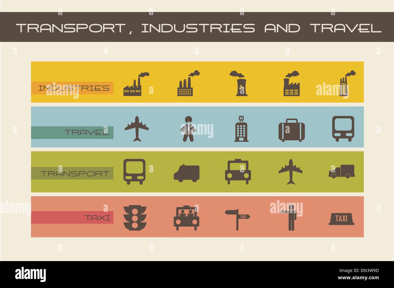 Icone di trasporto Illustrazione Vettoriale