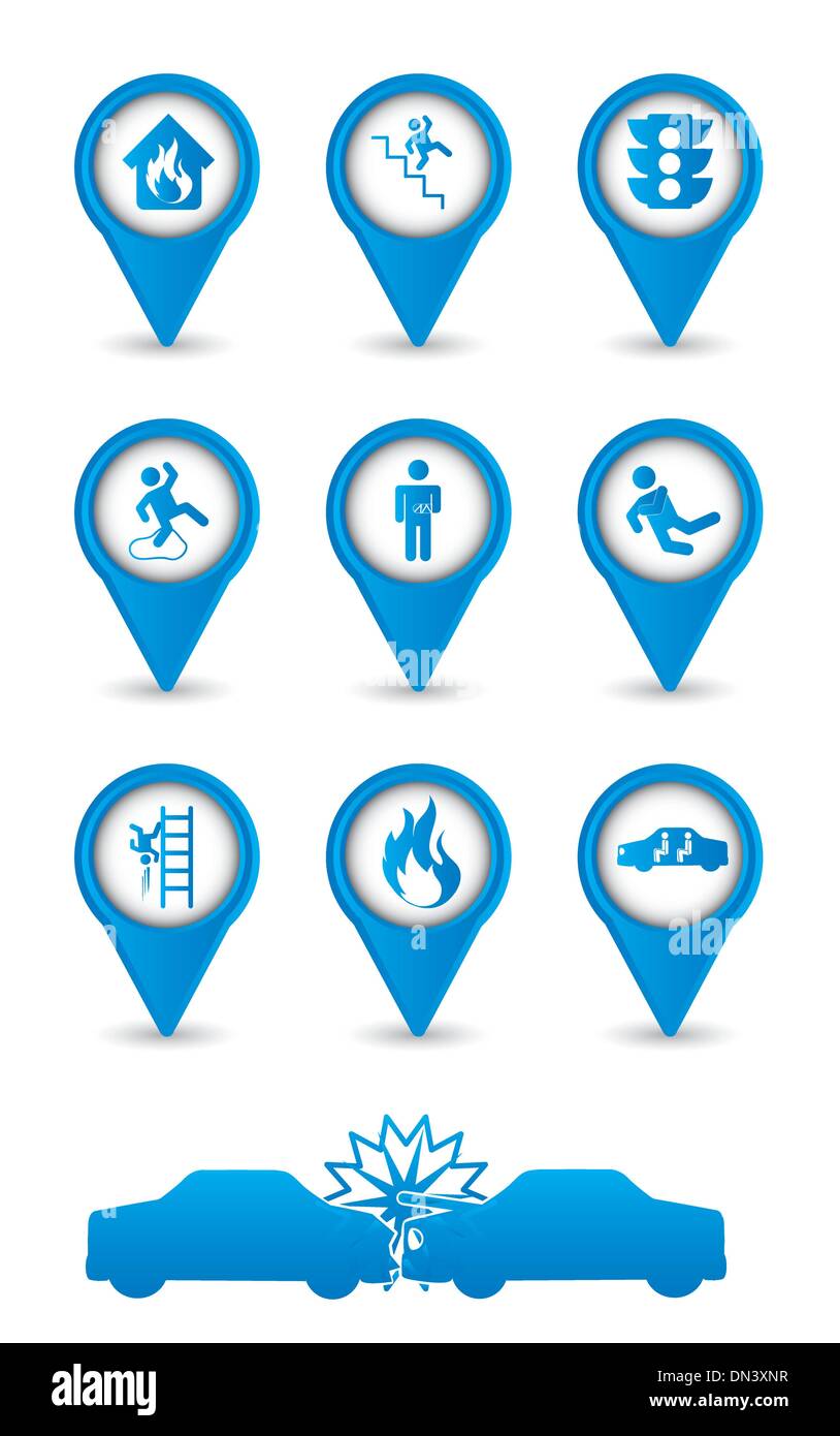 Icone di incidente Illustrazione Vettoriale