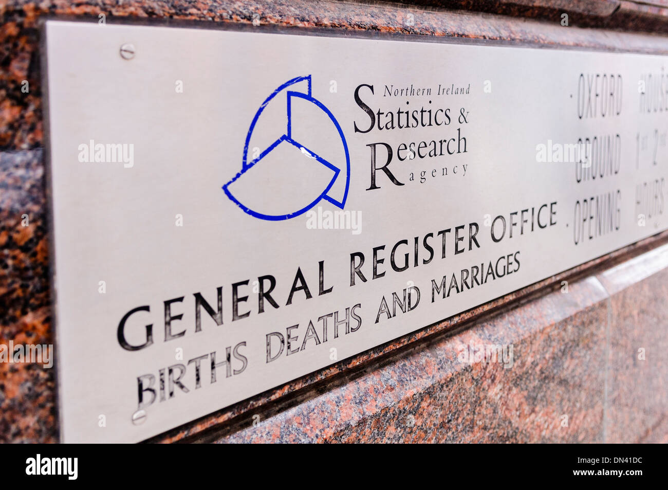 Il General Register Office per l'Irlanda del Nord (GRONI) per la registrazione delle nascite, decessi e matrimoni Foto Stock