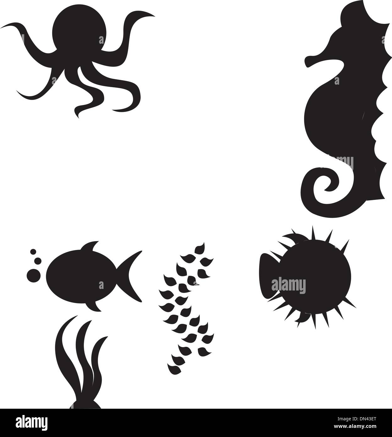 Silhouette animali del mare Illustrazione Vettoriale