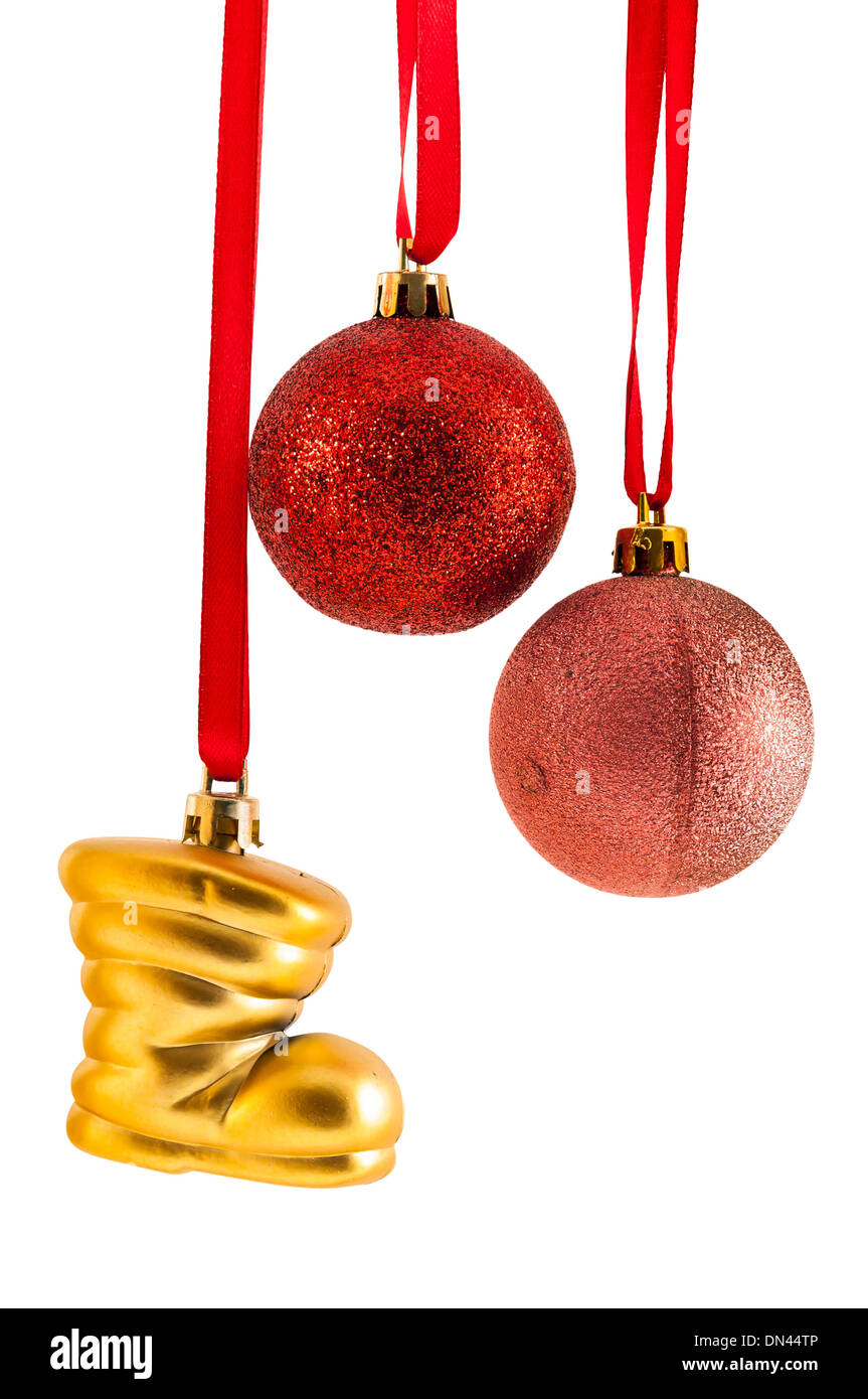 Decorazione di Natale gli elementi isolati su sfondo bianco con percorso di clipping. Foto Stock