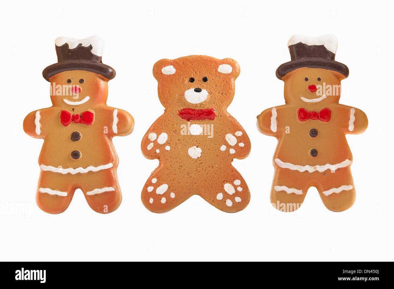 Gingerbread cookies isolate su sfondo bianco con percorso di clipping. Foto Stock