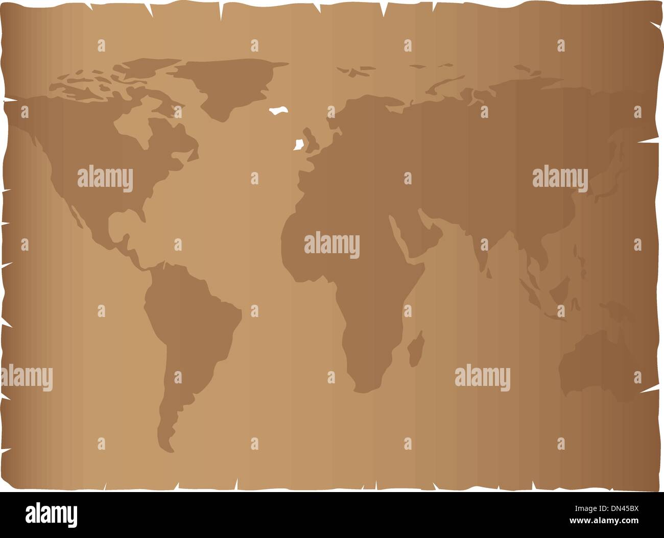 Mappa del mondo sulla vecchia carta Illustrazione Vettoriale