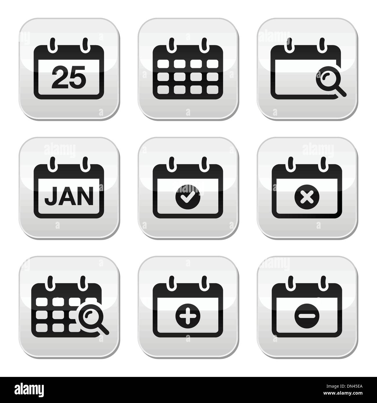 Data di calendario vettore set di pulsanti Illustrazione Vettoriale
