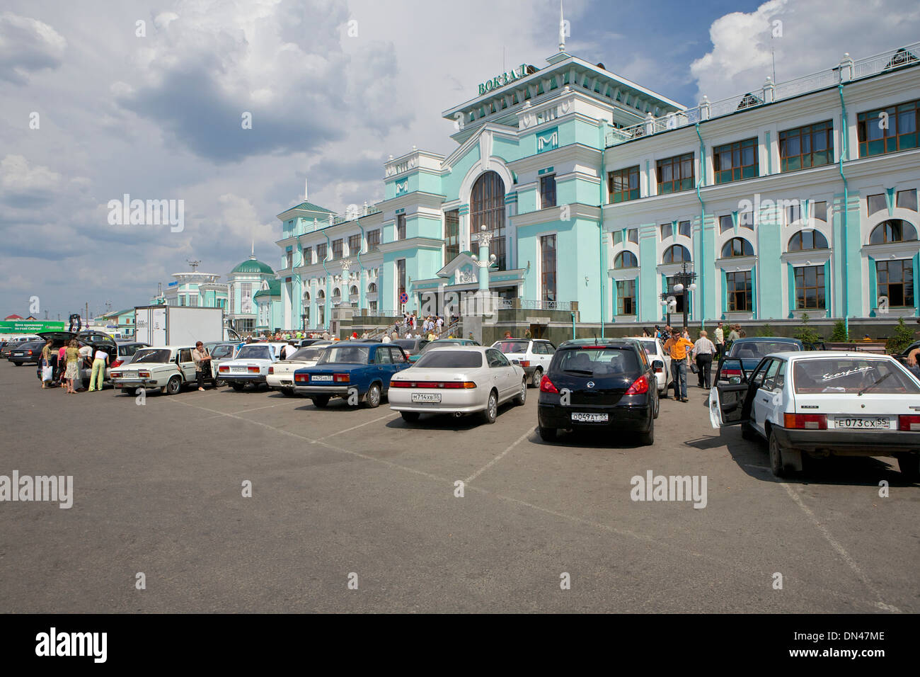 Stazione ferroviaria principale in Omsk, Siberia, Russia Foto Stock