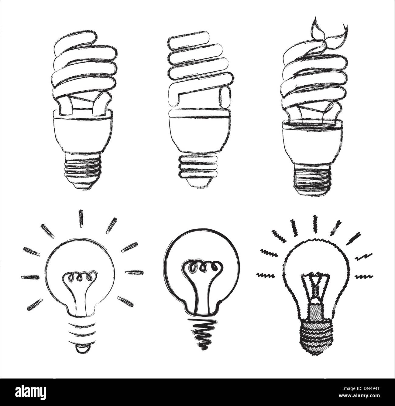 Diversi tipi di lampadine Illustrazione Vettoriale