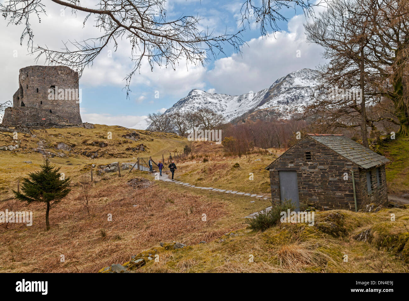 Dolbadarn Castle e Snowdonia. Foto Stock