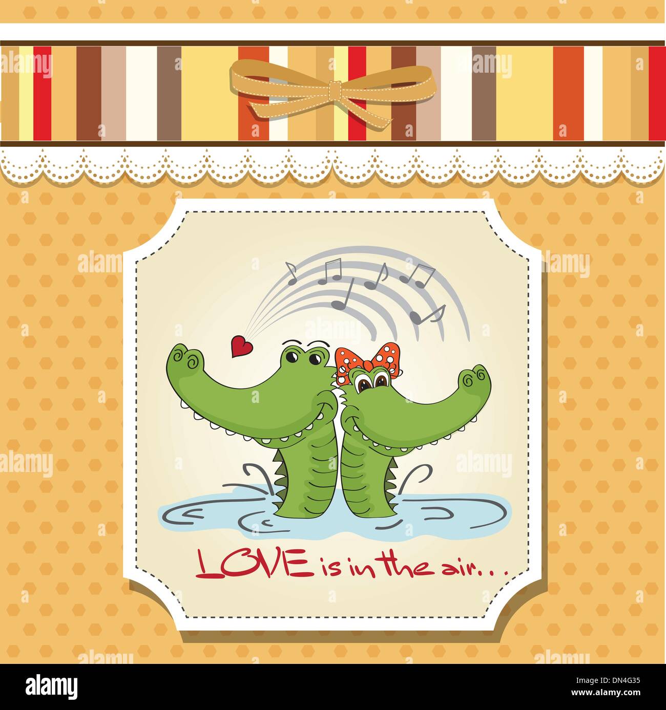 Coccodrilli in amore.Il giorno di San Valentino card Illustrazione Vettoriale