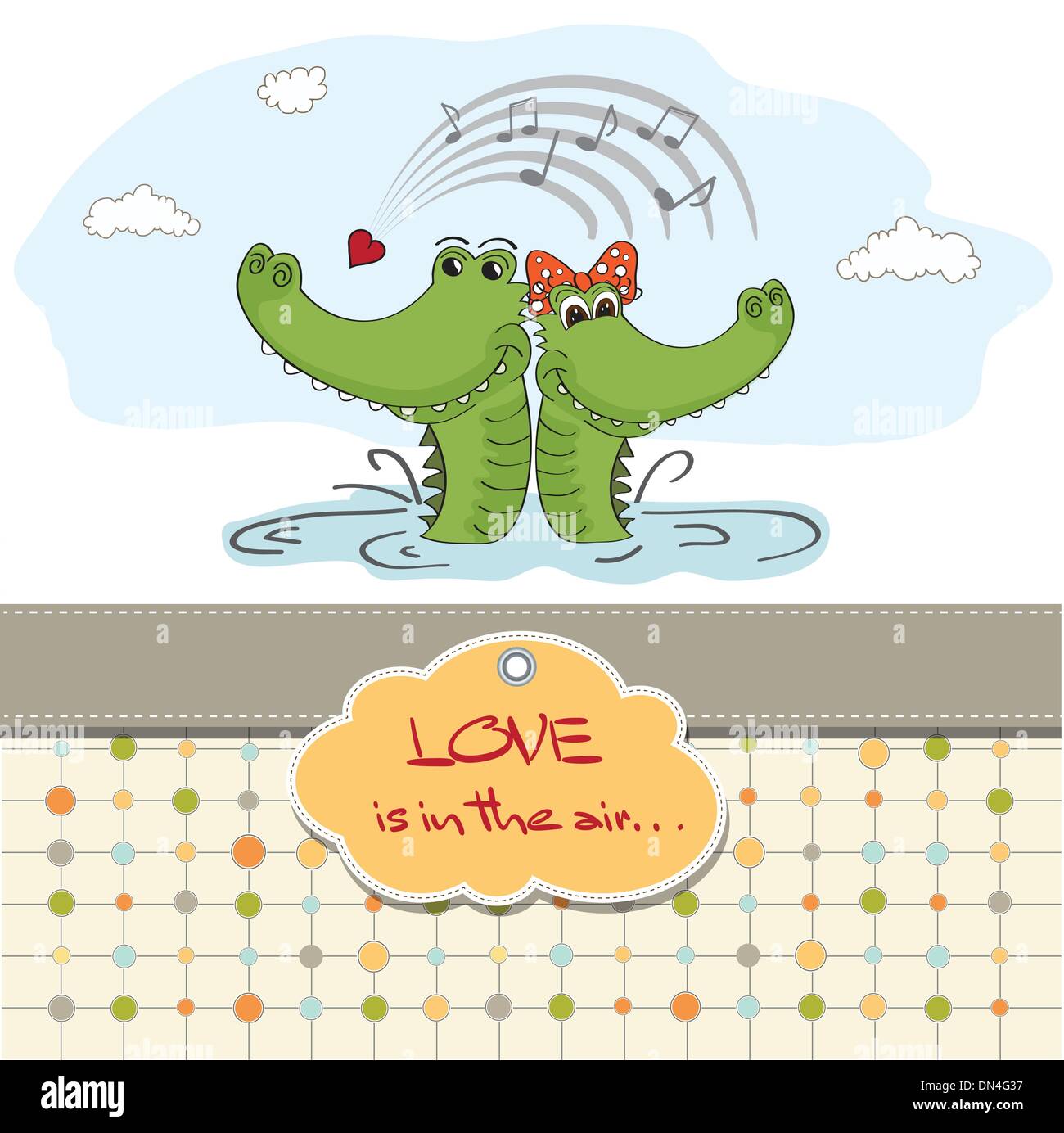 Coccodrilli in amore.Il giorno di San Valentino card Illustrazione Vettoriale