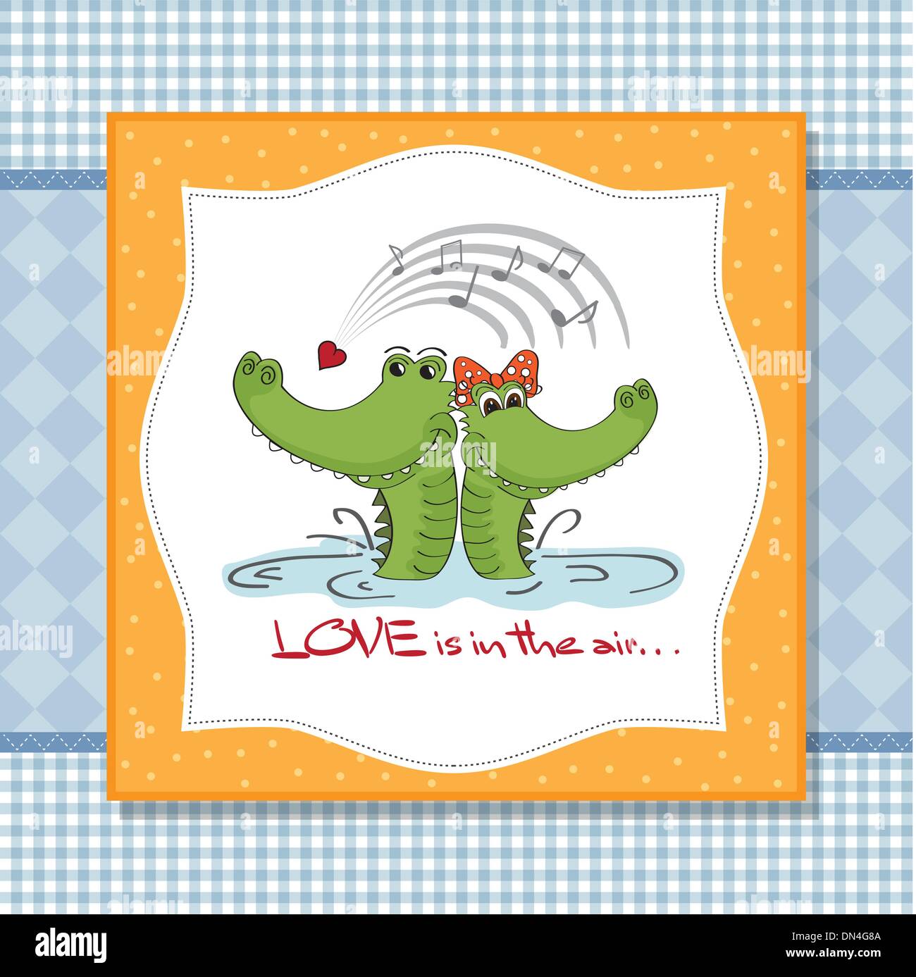 Coccodrilli in amore.Il giorno di San Valentino card Illustrazione Vettoriale