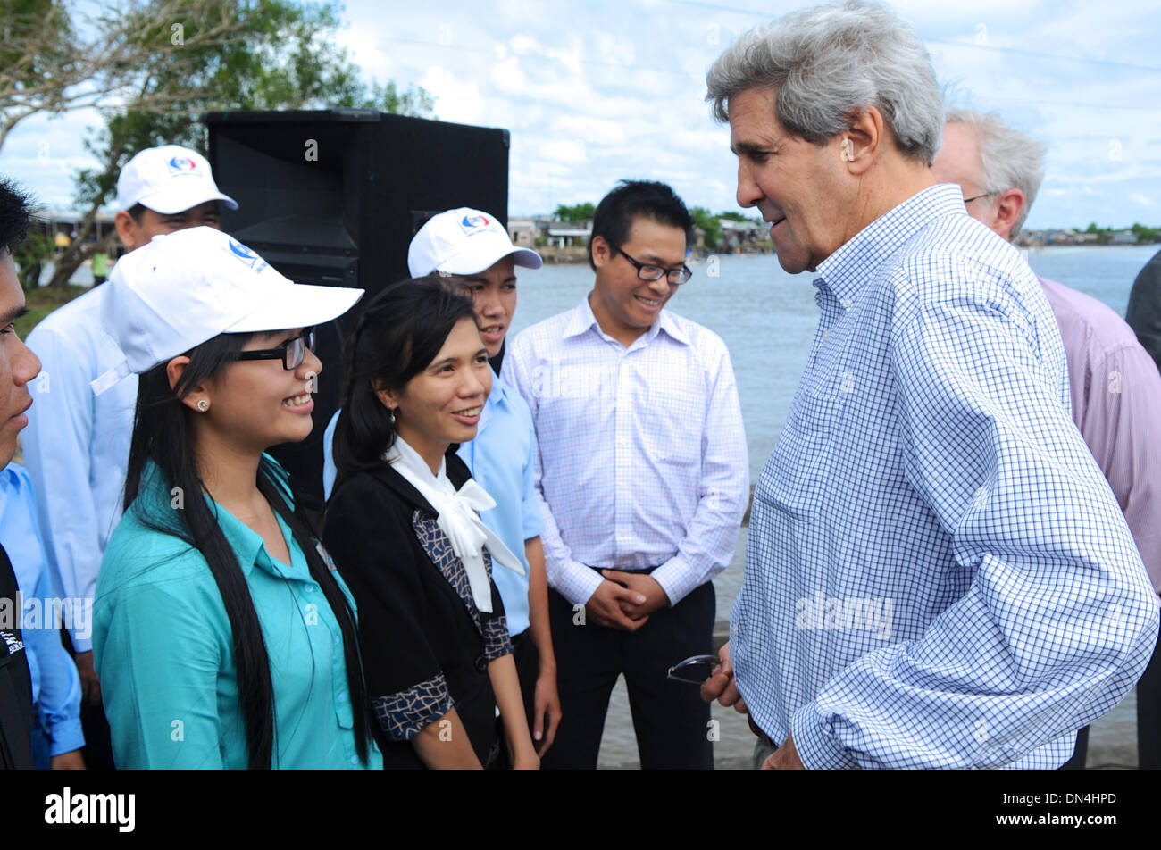 Segretario Kerry chat con i giovani il cambiamento climatico gli studenti Foto Stock