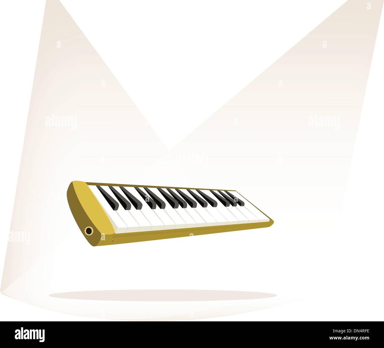 Un Musical melodica sulla fase marrone sfondo Illustrazione Vettoriale