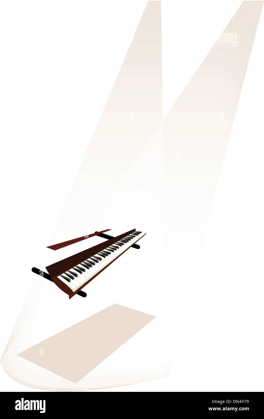 Un sintetizzatore retrò marrone su sfondo dello stadio Illustrazione Vettoriale