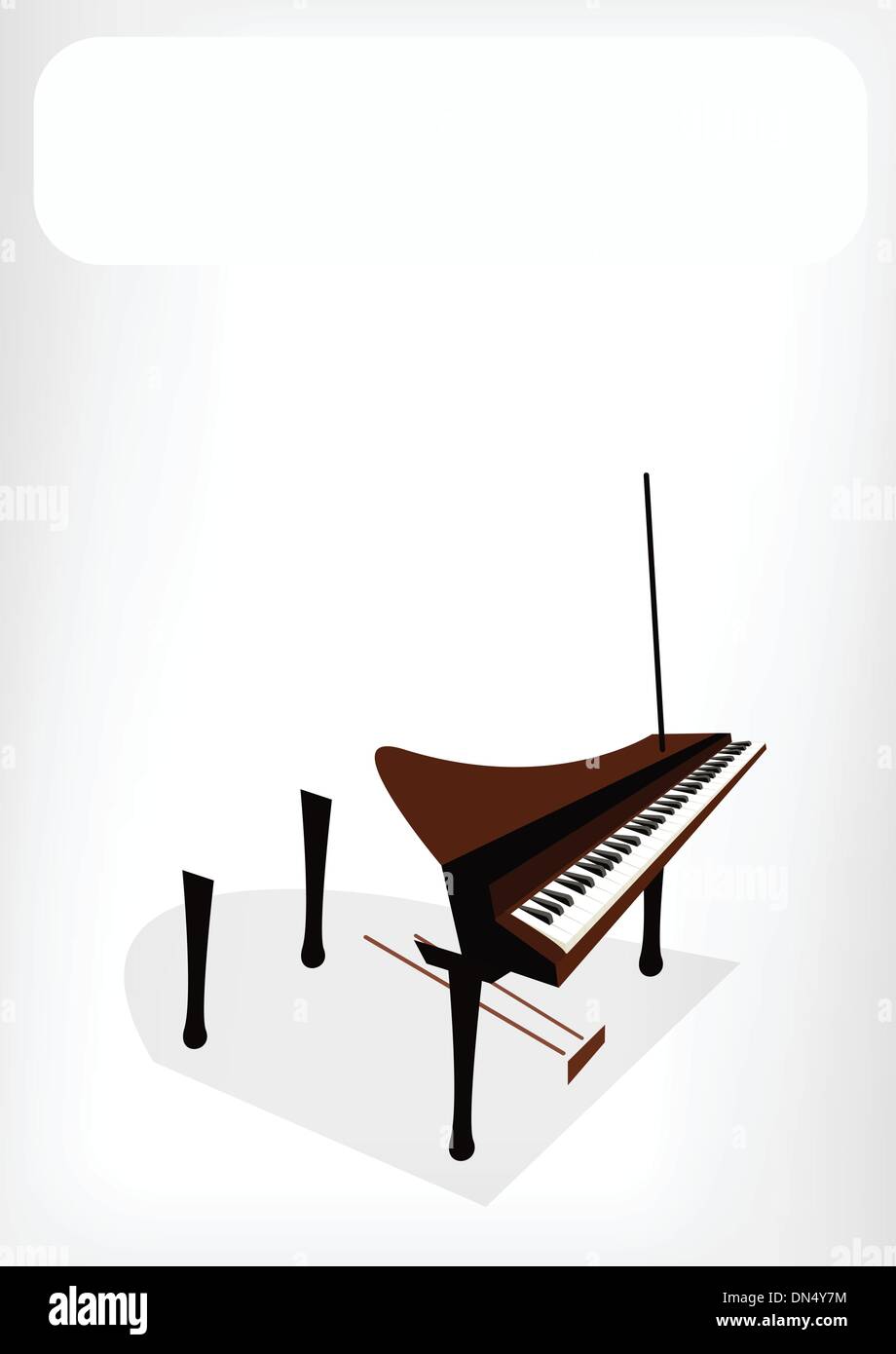 Un retrò Pianoforte con un Banner bianco Illustrazione Vettoriale