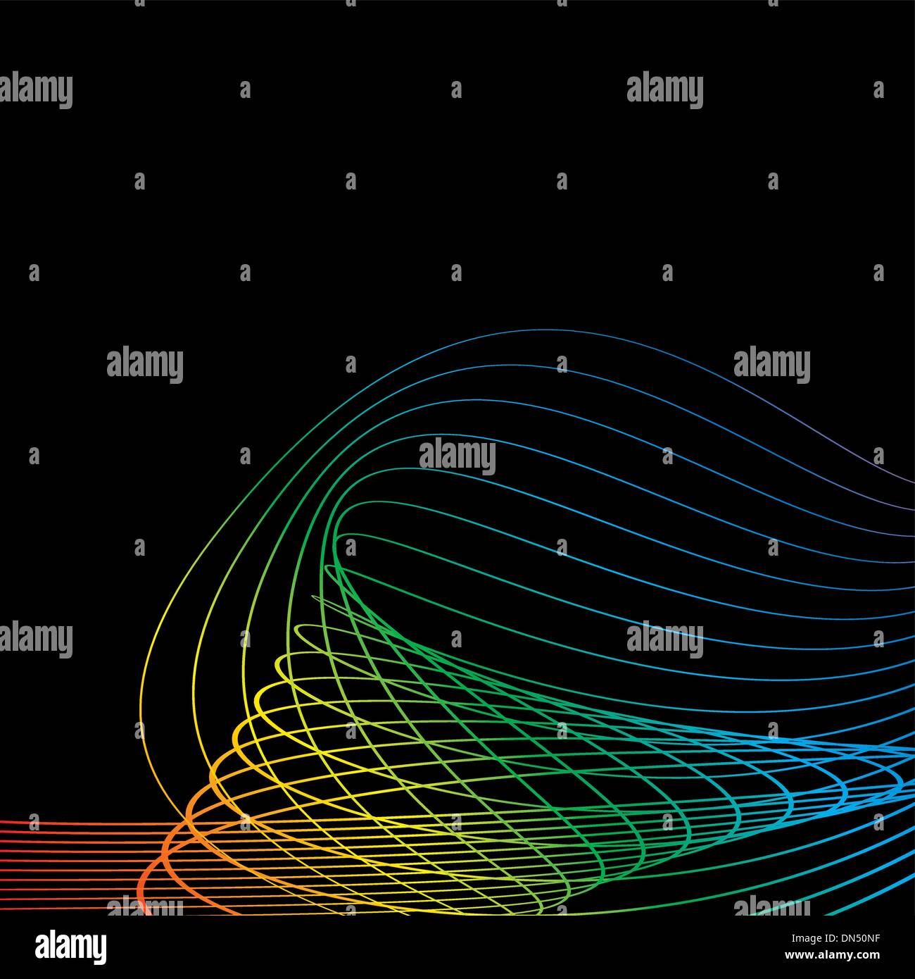 Sfondo nero mix di colore linea arte vettoriale Illustrazione Vettoriale