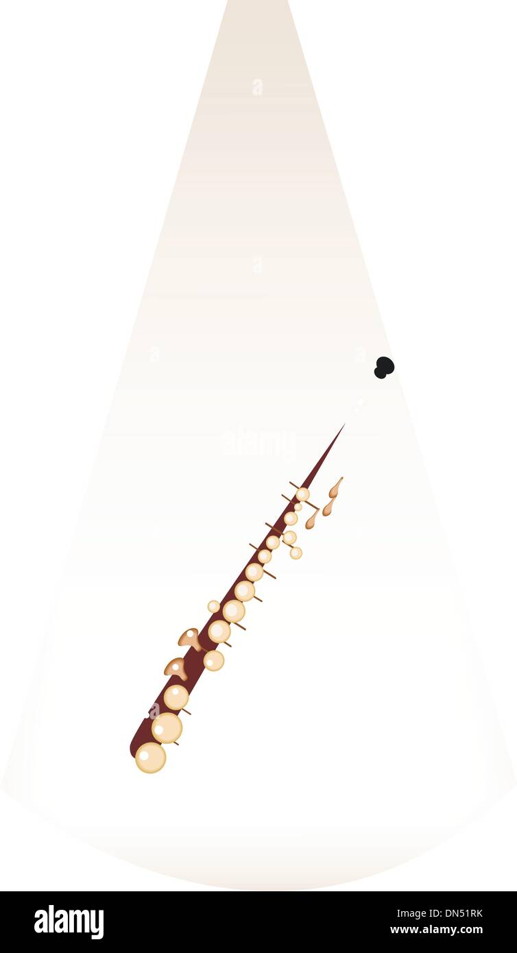 Un Musical sassofono soprano sul palco marrone sfondo Illustrazione Vettoriale