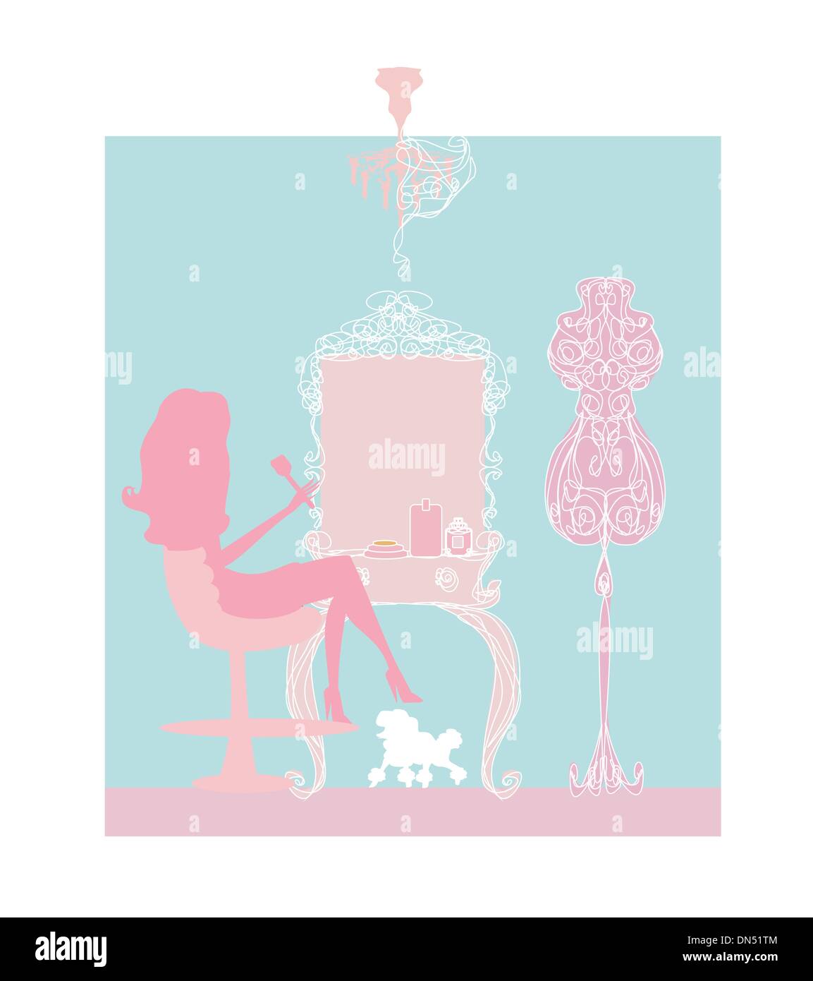 trucco a casa Illustrazione Vettoriale