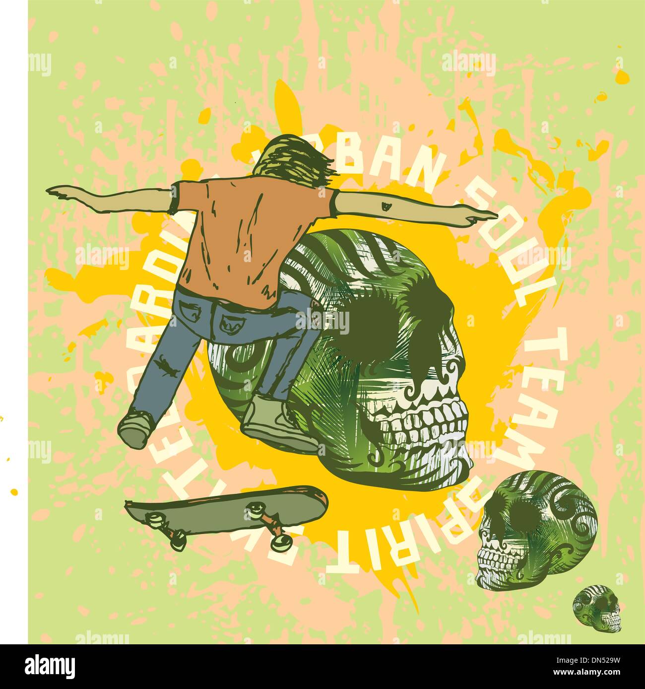 Urban skate spirito arte vettoriale Illustrazione Vettoriale