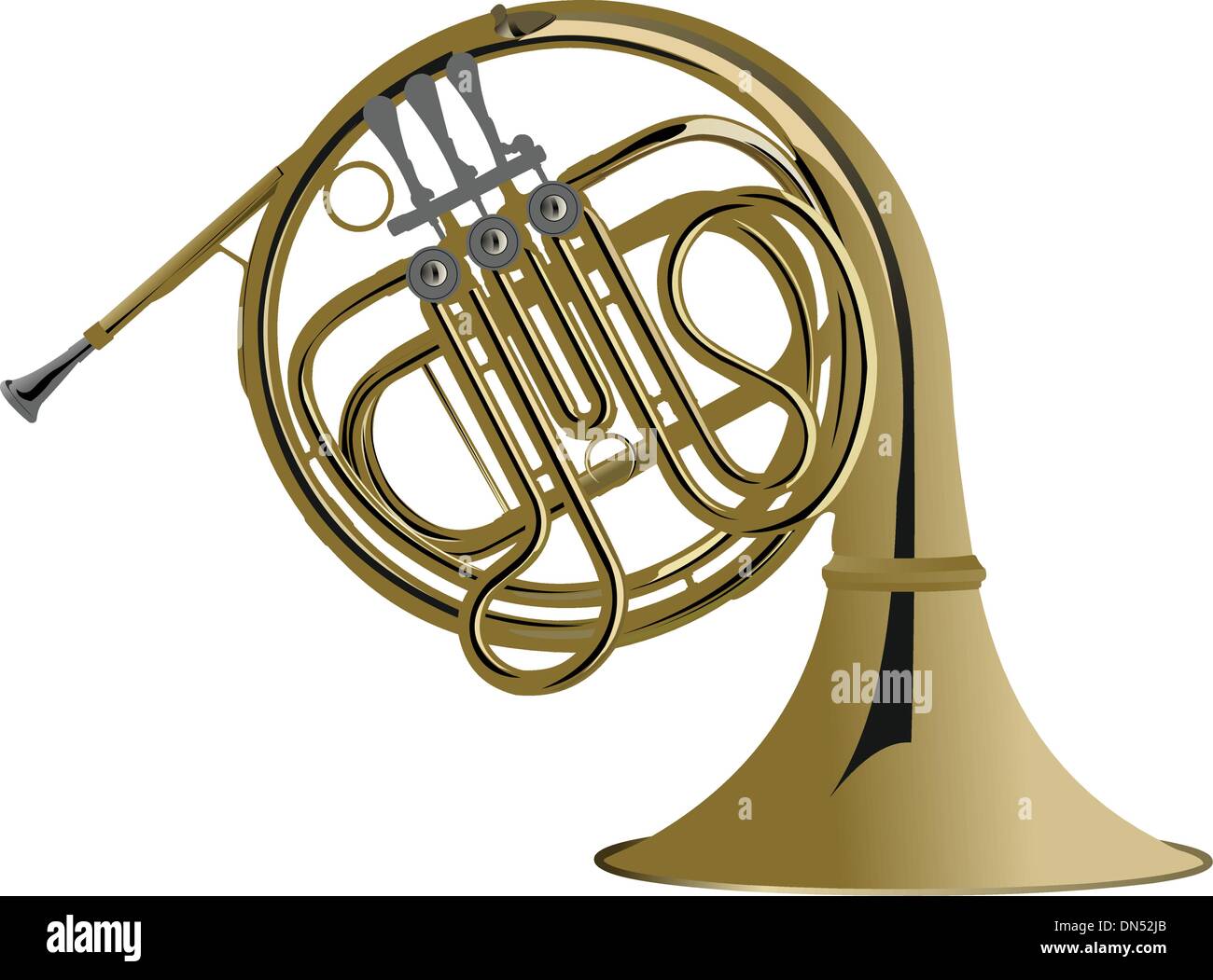 Strumento musicale serie. Illustrazione vettoriale di un corno francese. Illustrazione Vettoriale