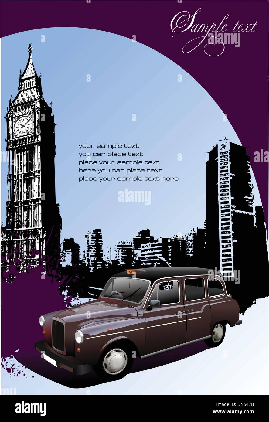 Londra lo sfondo con il taxi. Illustrazione Vettoriale Illustrazione Vettoriale