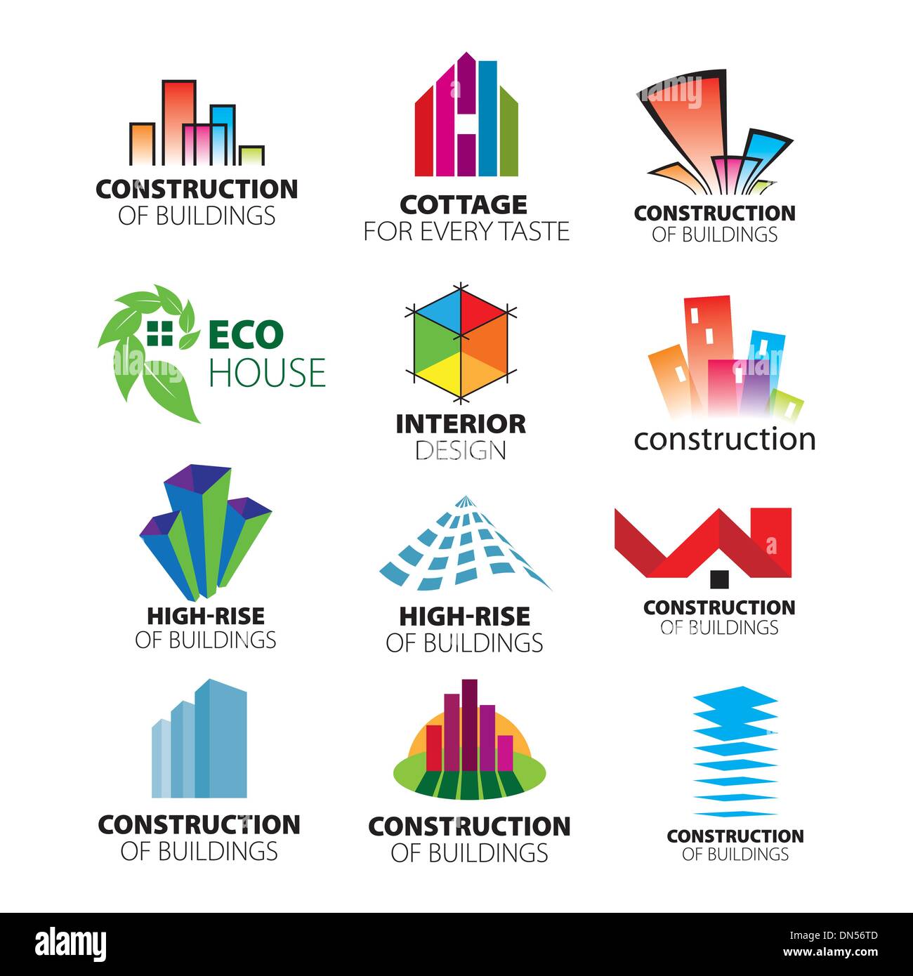 Raccolta di vettore di loghi Costruzione e miglioramento di casa Illustrazione Vettoriale