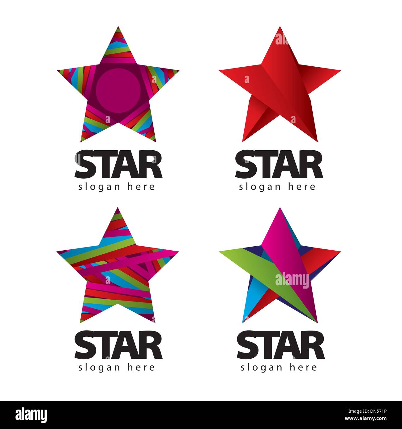Raccolta di vettore logo con una stella Illustrazione Vettoriale