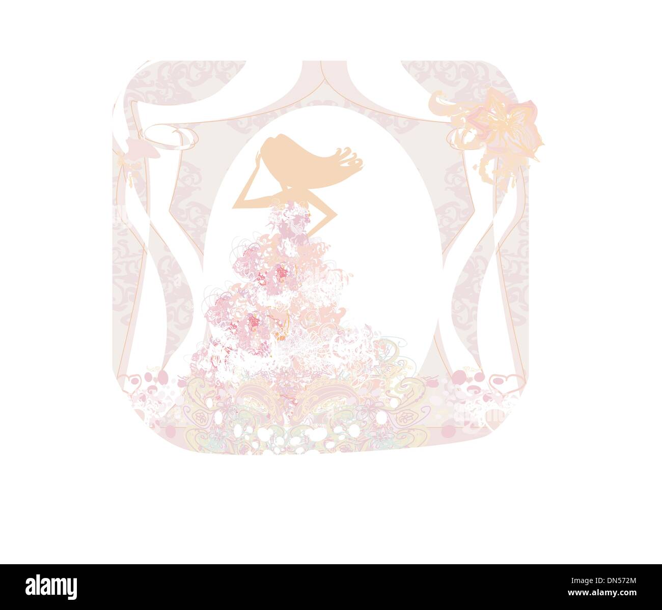 Abstract bellissimi fiori sposa - silhouette donna Illustrazione Vettoriale