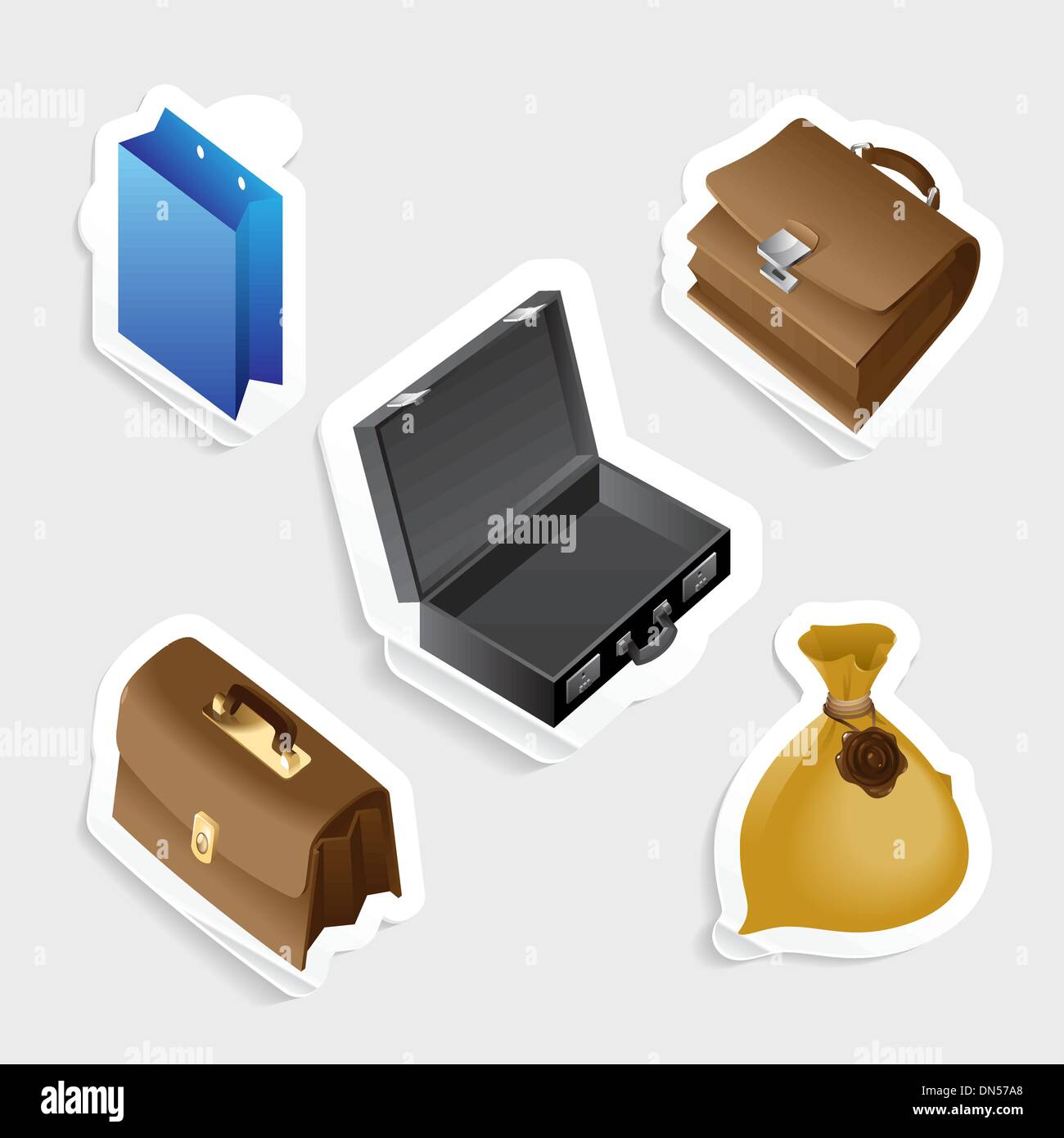 Sticker Icon Set per sacchi Illustrazione Vettoriale