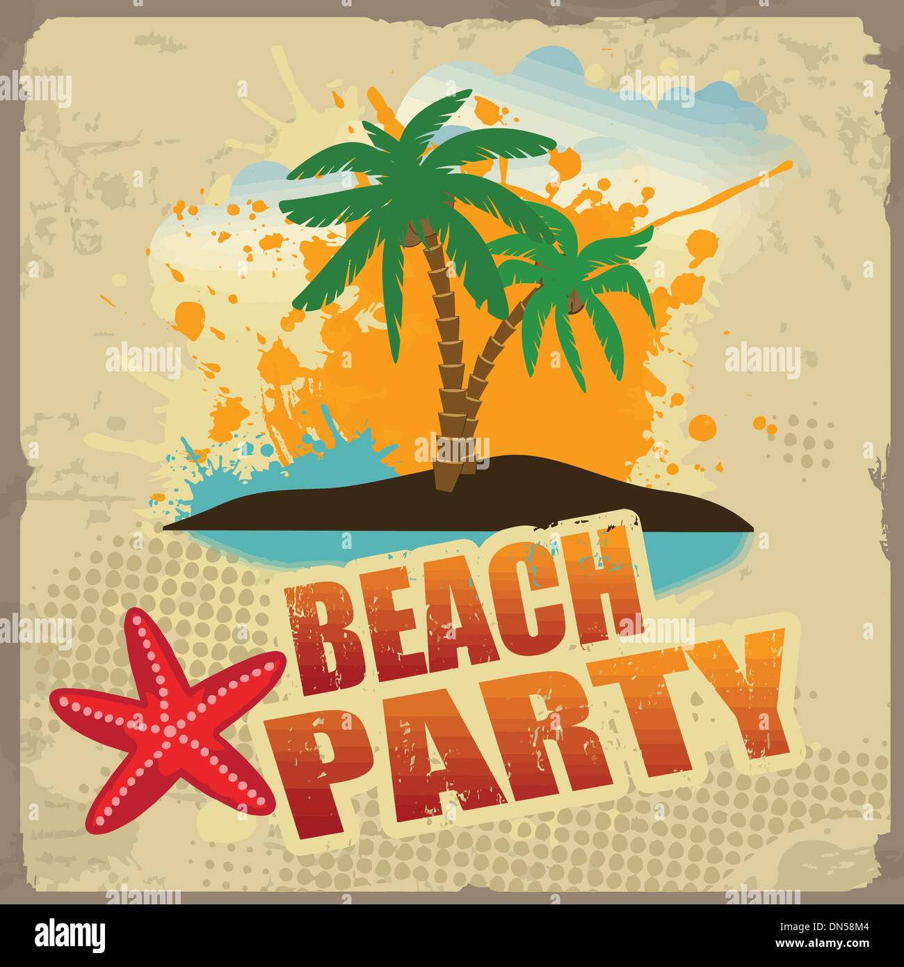 Tropical beach party poster Illustrazione Vettoriale
