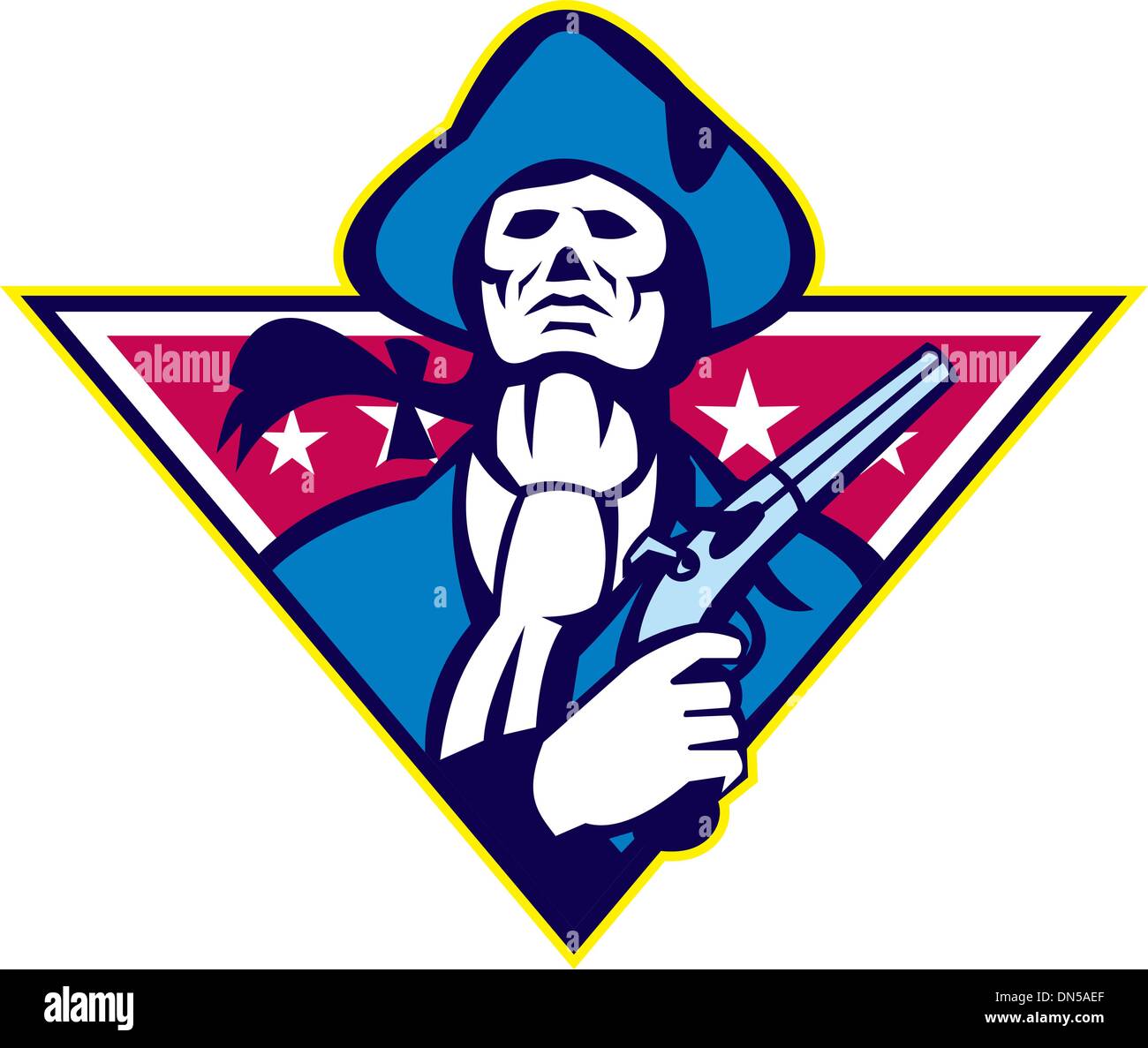 American Patriot Minuteman Flintlock Pistol Illustrazione Vettoriale