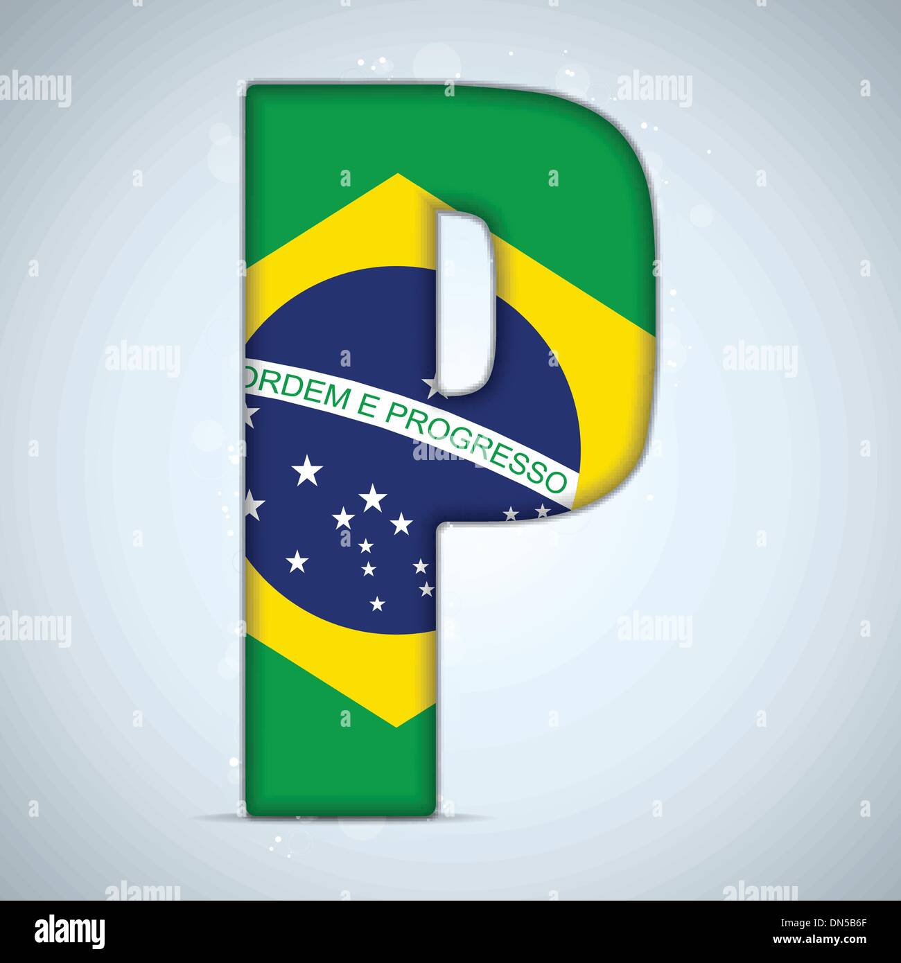 Bandiera Brasile brasiliano lettere alfabeto parole Illustrazione Vettoriale