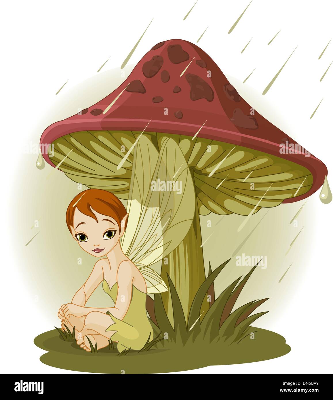 Fairy sotto il fungo Illustrazione Vettoriale